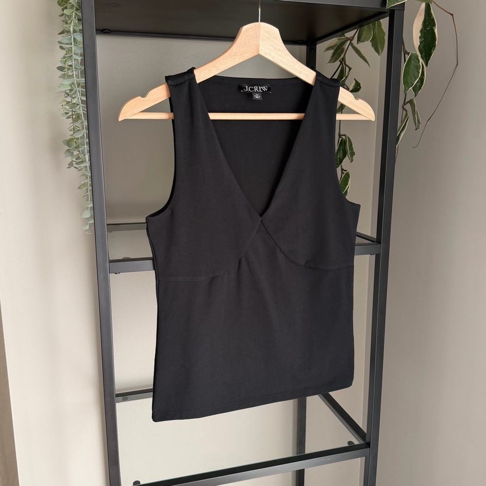 J. Crew Black V-Neck Tank Top